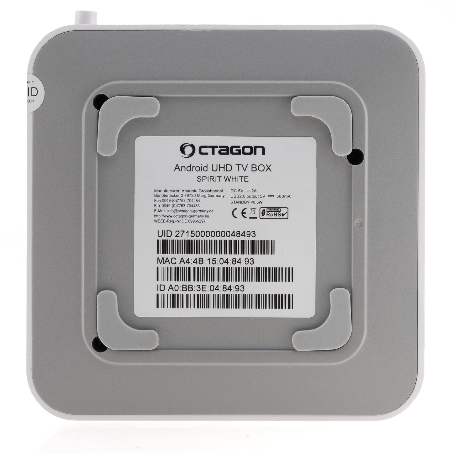 Octagon SPIRIT 4K UHD HDR10+ ANDROID TV IPTV OTT MEDIA STREAMING BOX 5G WiFi BLUETOOTH Weiss