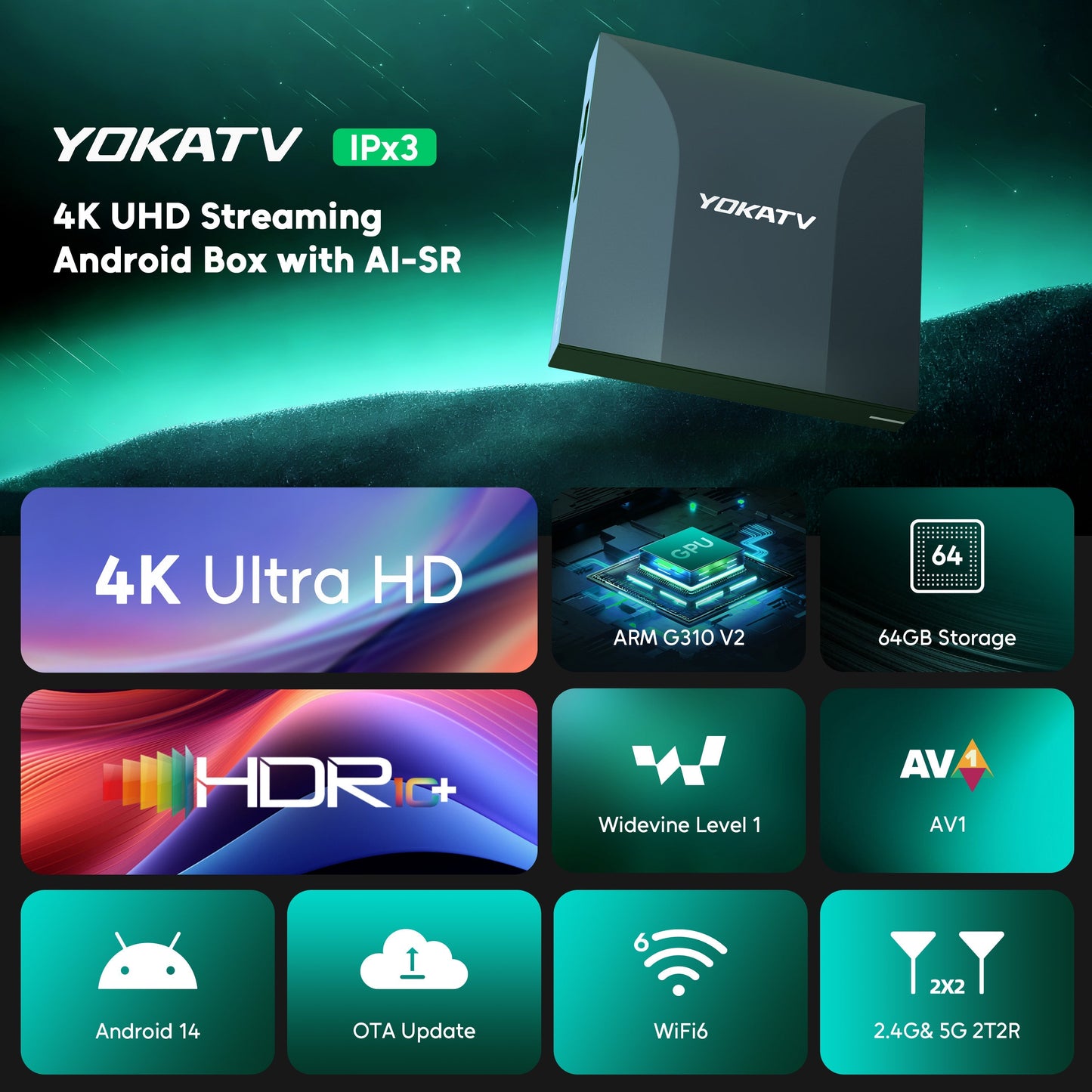 YOKATV IPX3 Android 14 IPTV Box