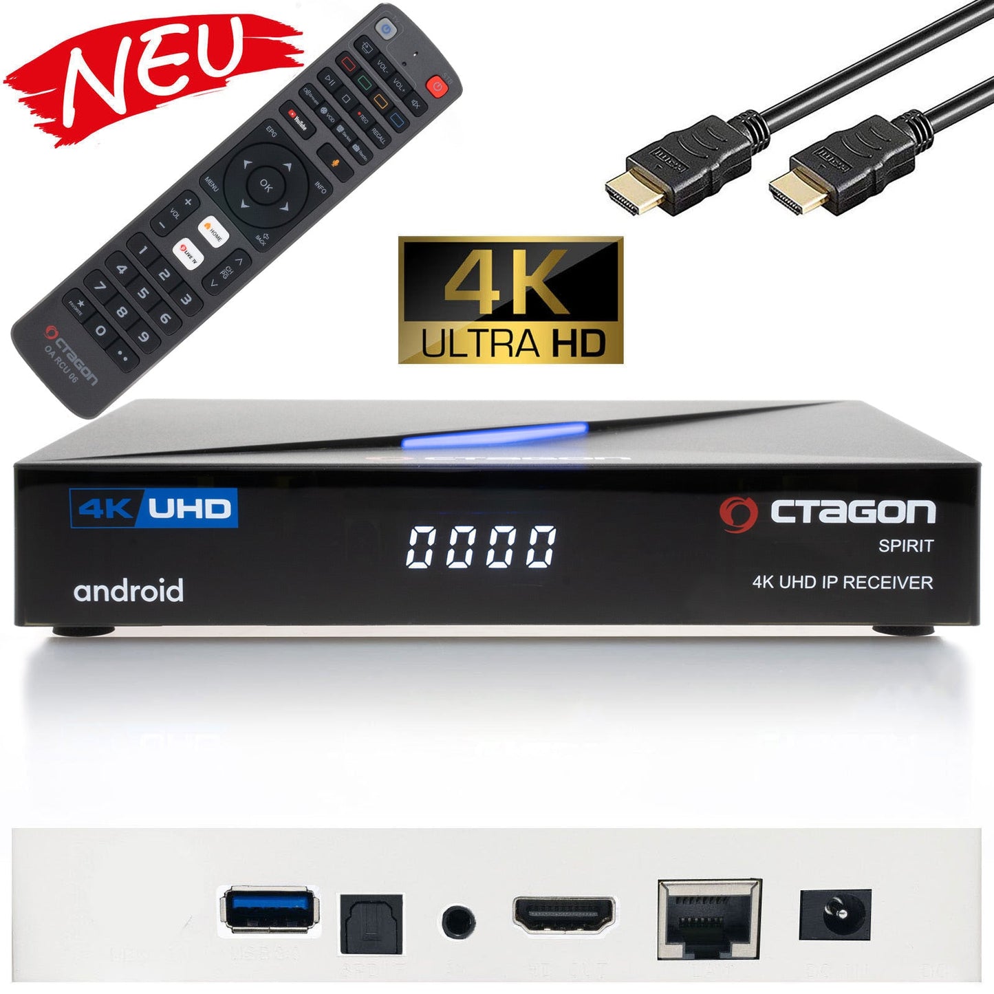 Octagon SPIRIT 4K UHD HDR10+ ANDROID TV IPTV OTT MEDIA STREAMING BOX 5G WiFi BLUETOOTH
